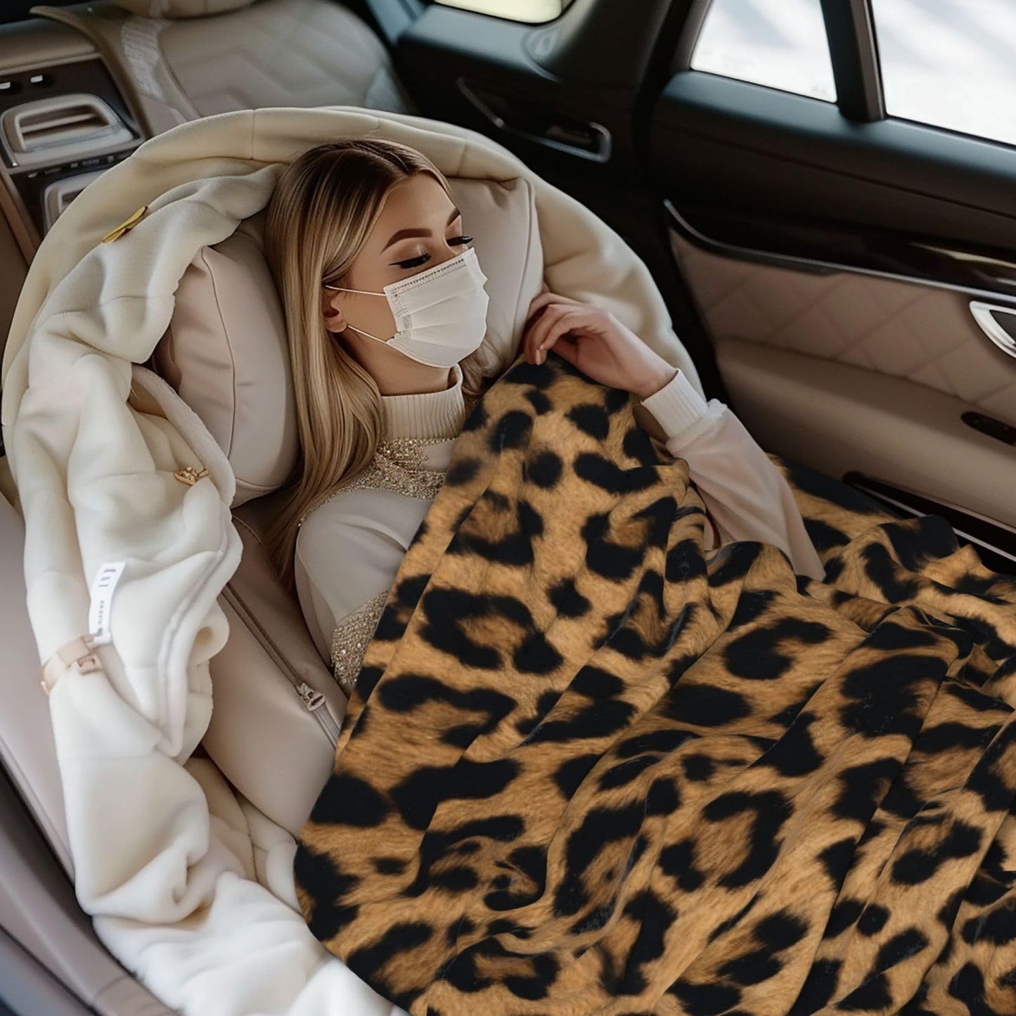 Gbuzozie Leopard Print Fleece Blanket Lightweight Ultra-Soft Wild Animal Fur Pattern Throw Blanket for Sofa Couch Bed Camping Travel - Super Soft Cozy Microfiber Blanket 50"X40"