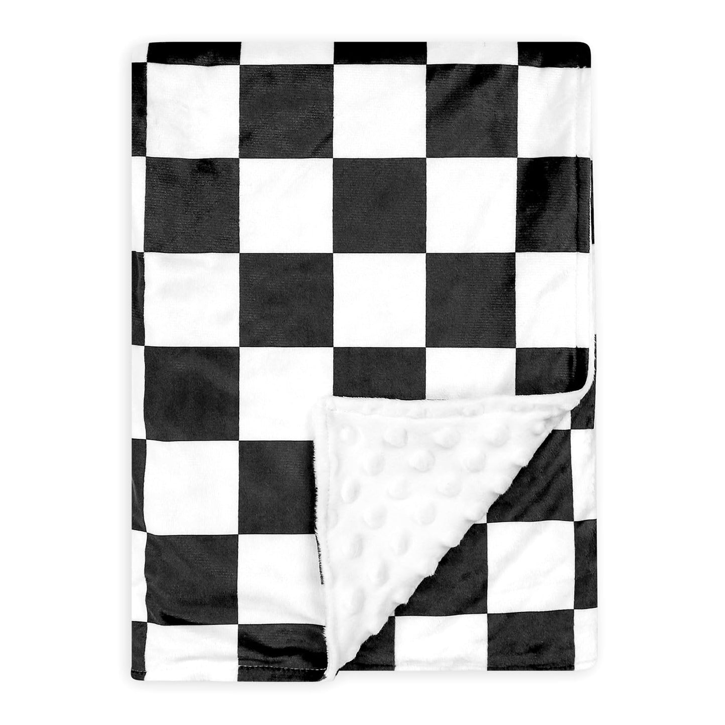 DILIMI Baby Blanket, Soft Warm Newborn Toddler Minky Plush Dot Blanket for Girl and Boy Unisex (40×30 in), Black Checkered