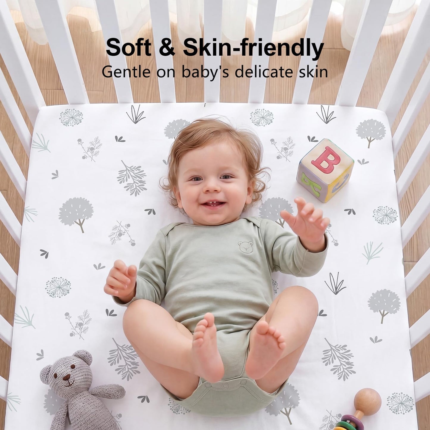 4 Pack Baby Crib Sheets for Boys Girls - Ultra Soft & Skin-Friendly Fitted Crib Sheet for Standard Crib and Toddler Mattress, 52"x28"(Teal)
