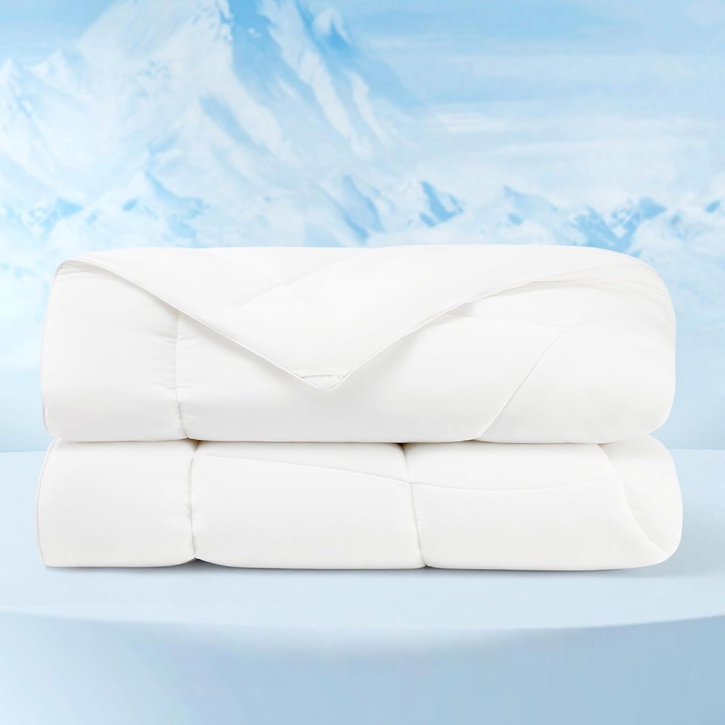 Bedsure Cooling Comforter King Size - Cooling Blankets for Hot Sleepers, Lightweight Comforter for Summer with Dual-Sided Cool Tech, Soft Breathable Cold Blanket for Sleeping, White, 102x90 Inches