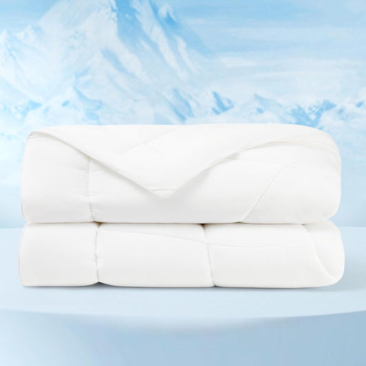 Bedsure Cooling Comforter King Size - Cooling Blankets for Hot Sleepers, Lightweight Comforter for Summer with Dual-Sided Cool Tech, Soft Breathable Cold Blanket for Sleeping, White, 102x90 Inches