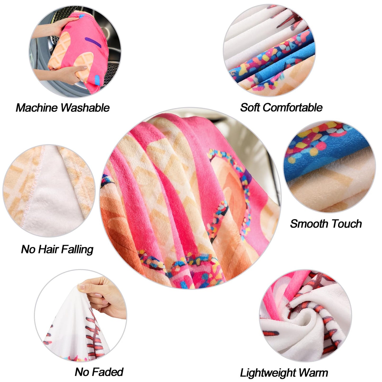 Tegeme Baseball Drip Ice Cream Blanket Pink Baseball Drip Ice Cream Throw Blanket Warm Ultra Soft Flannel Blankets for Bed Travel Sofa Living Room Decoration Gifts, 50" x 40"