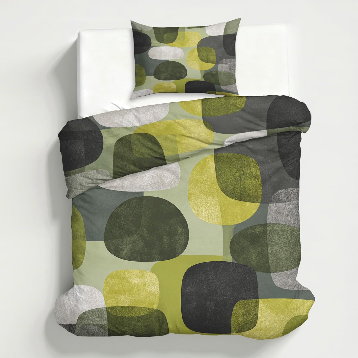 Abstract Geometry Twin Duvet Cover Set, Boho Modern Art Bedding Set 2 Pcs Reversible, Mid Century Modern Bedroom Decor, Ultra Soft Microfiber, 1 Pillow Sham, Zipper & Ties KJJT 104