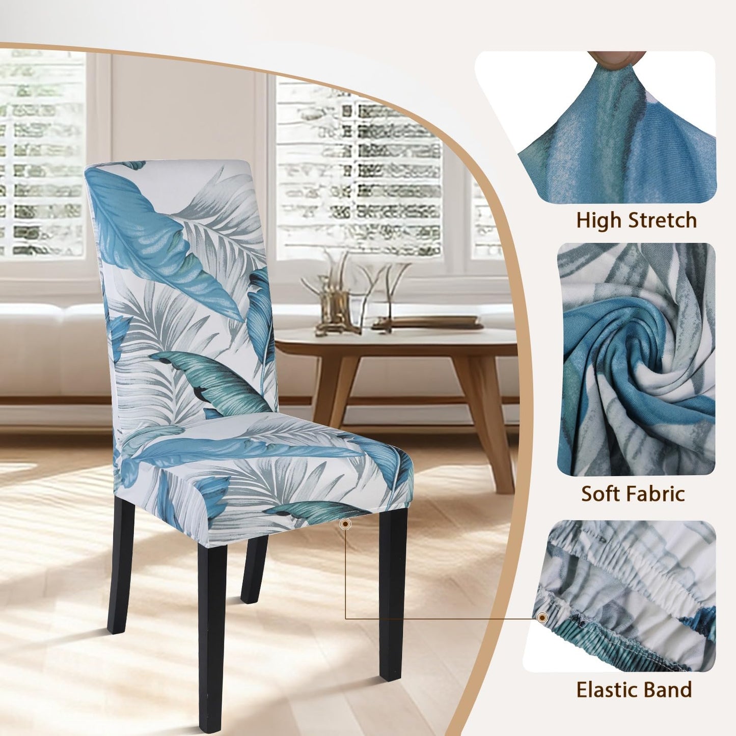 SearchI Dining Room Chair Covers Set of 4, Stretch Printed Parsons Chair Slipcovers Removable Washable Spandex Kitchen Chair Protector Cover for Dining Room, Hotel, Ceremony (Flower Pattern5)