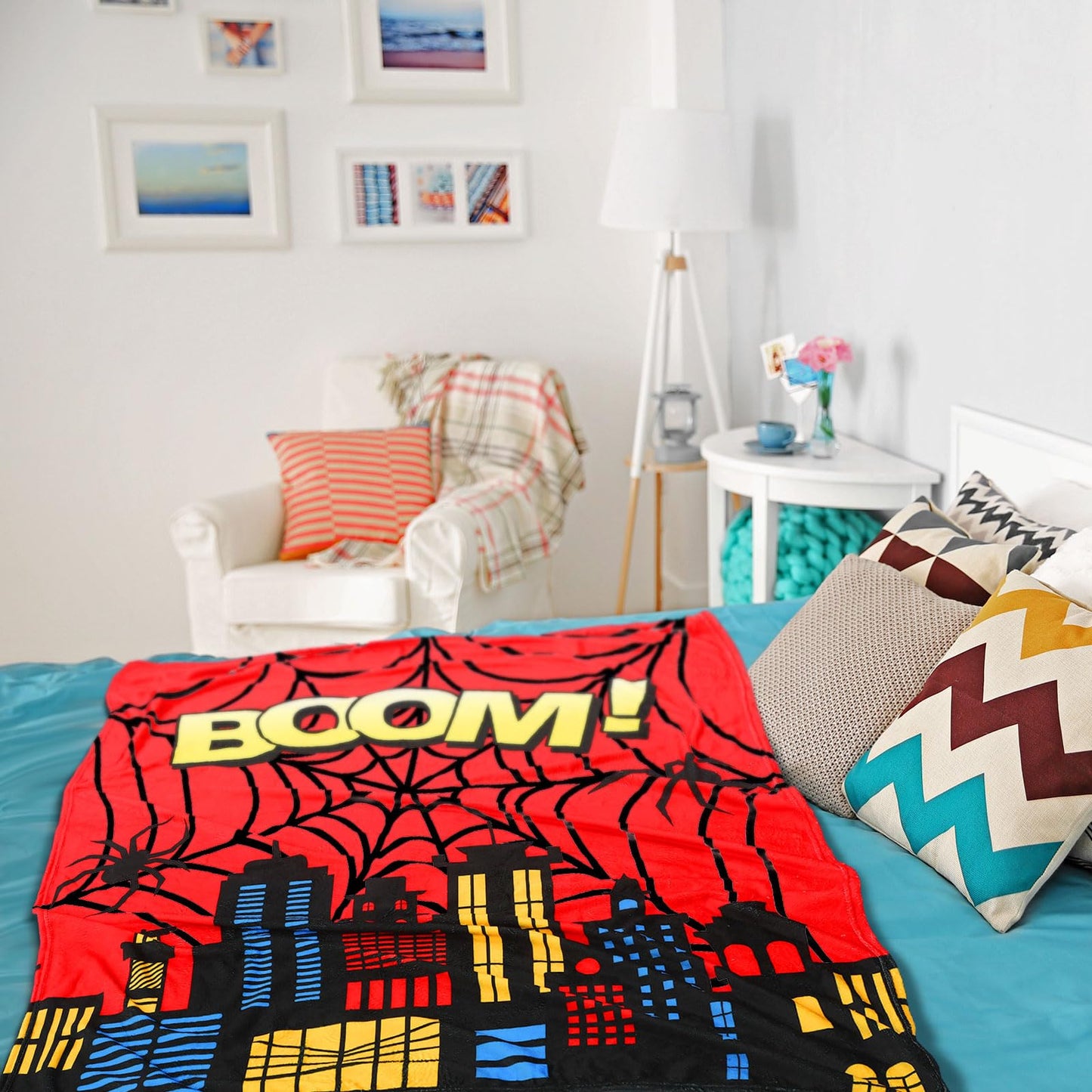 Pickmesh Spider Throw Blanket Spider Gifts Hero Movie Cinema Theme Plush Lightweight Fleece Throw Blanket 60 x 50 Inches for Hero Theme Birthday Party Favor Supplies(Red)