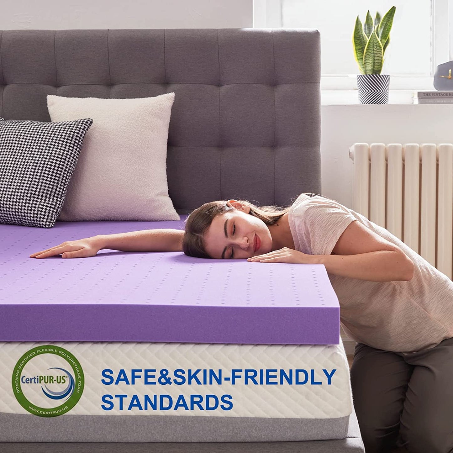 SINWEEK 1.5 Inch Gel Memory Foam Mattress Topper Ventilated Soft Pressure Relieve Mattress Pad, Breathable Bed Topper, CertiPUR-US Certified, Queen Size