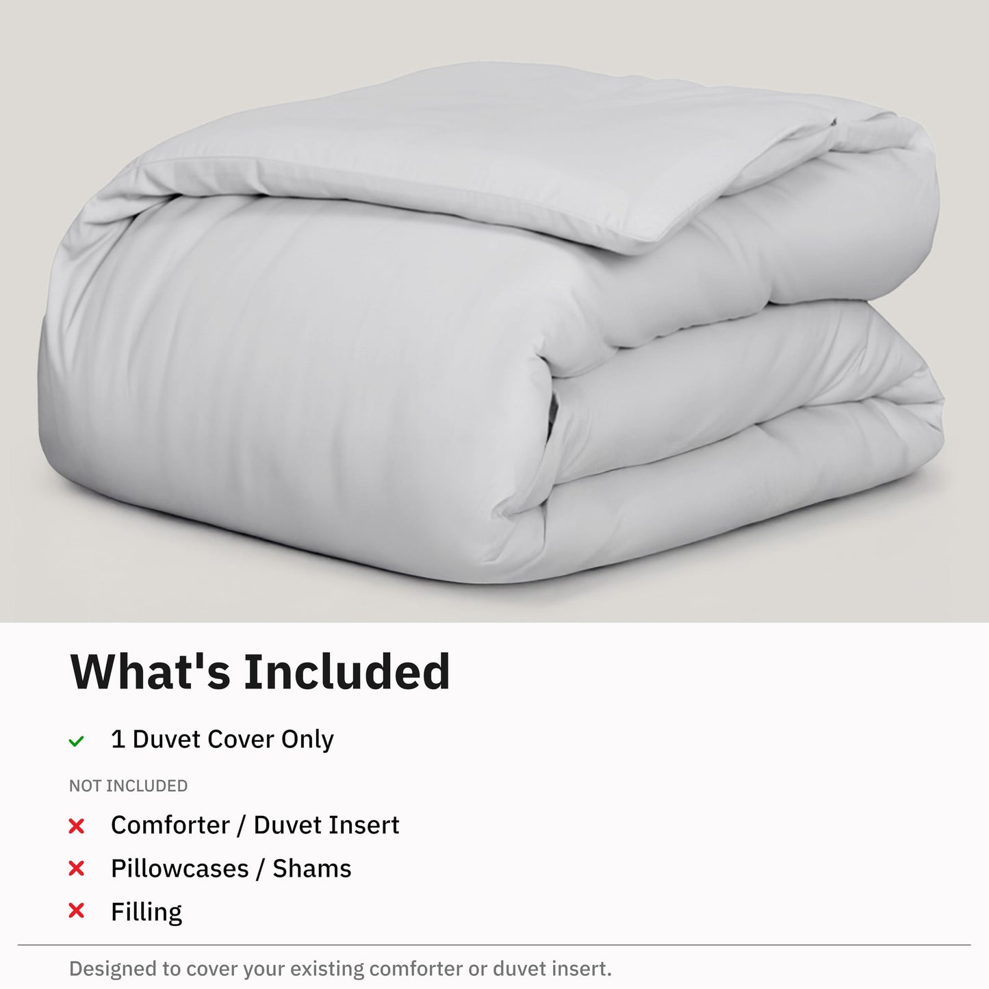 California Design Den Full/Queen Bed Duvet Cover Only - 400 Thread Count, 100% Cotton Sateen, Soft Duvet Cover Queen Size Cotton, Button Closures, Corner Ties, Durable Bedding - Silver