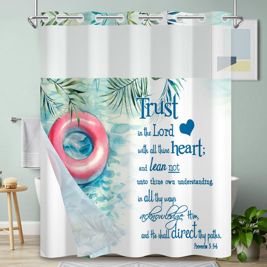 NAEMBCU No Hook Shower Curtain with Liner 71x74 Inch