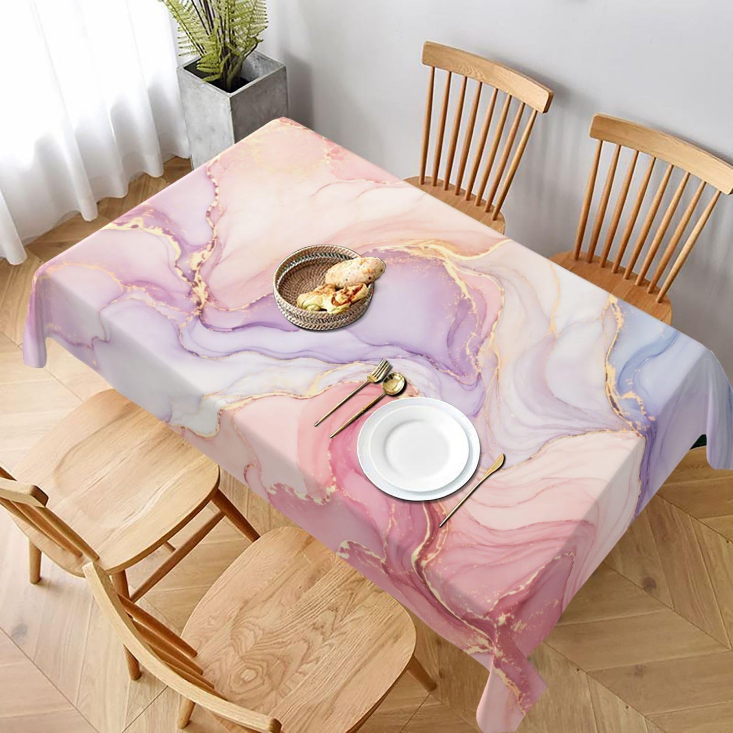 mutakin Marble Rectangle Tablecloth Washable Table Cloth 60x90 Inch Table Cover Waterproof for Decoration Kitchen Dining Room