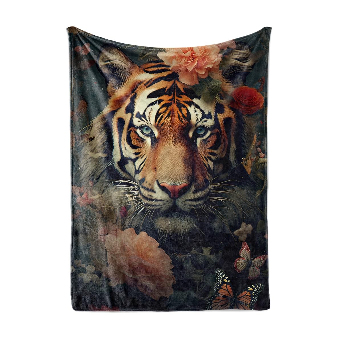 HUNXIAOJ Tiger Throw Blanket Tiger Gift for Kid Animal Print Blankets Queen Size Soft Warm Flannel for Sofa Bed (50 in x 60 in)