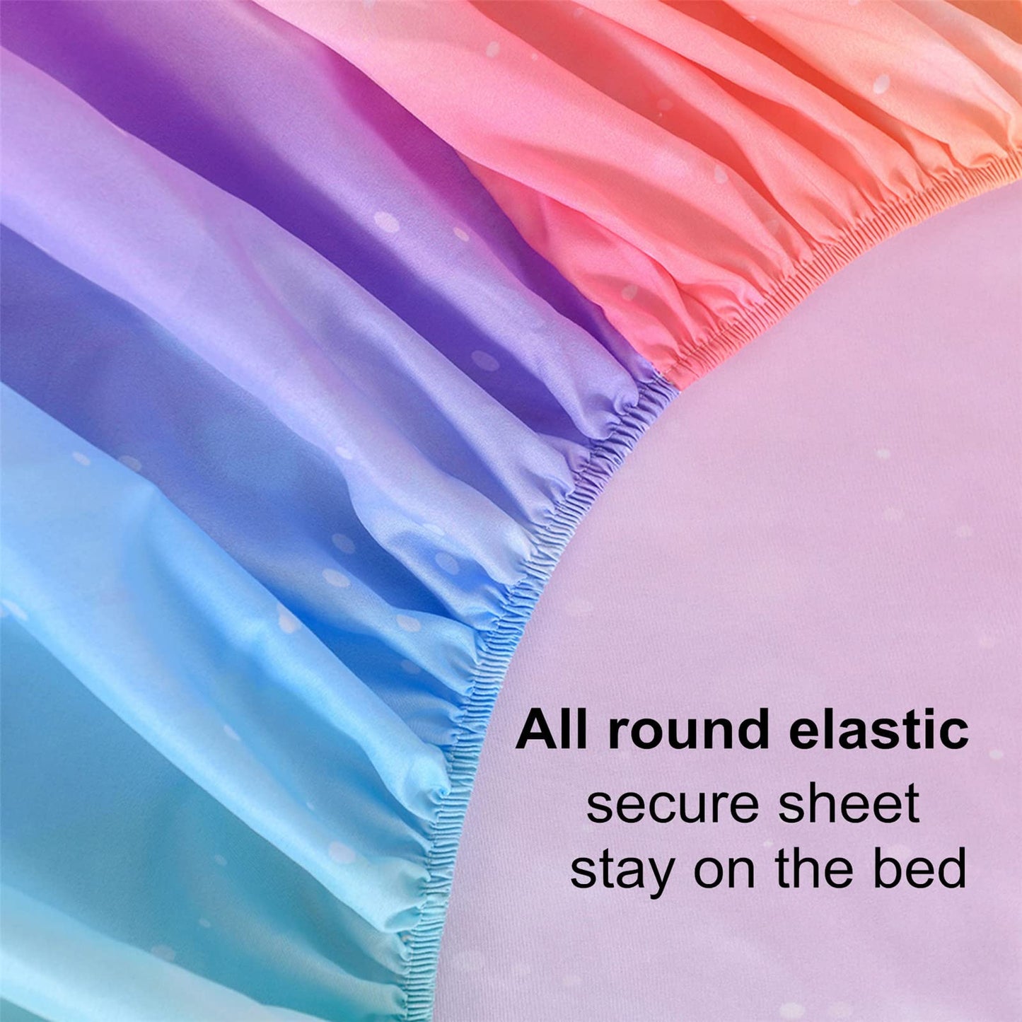 URLINENS Rainbow Sheets Full Size 4 Piece, Tie Dye Pastel Girls Sheet Set for Kids Teens, Glitter Fun Girly Bed Sheets Soft Microfiber Rainbow Bedding Set 1 Fitted Sheet 1 Flat Sheet 2 Pillowcases