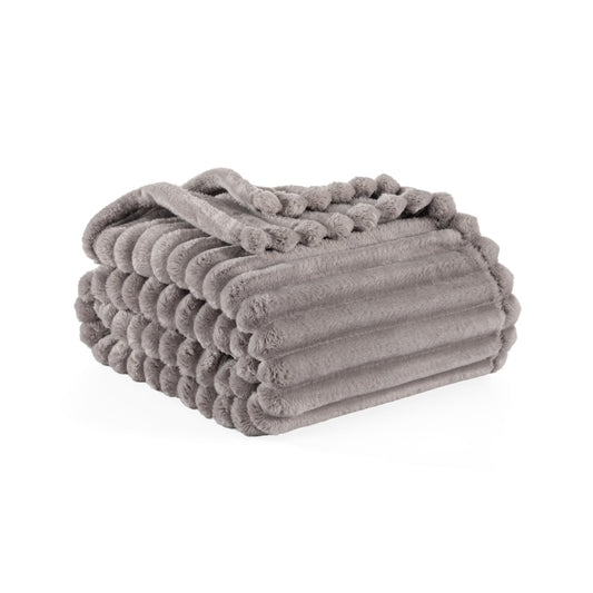Berkshire Ribbed VelvetLoft® Throw – 330gsm Medium Weight Plush, Extra Soft & Warm Plush Throw Blanket for Bedroom, Couch, Travel – Durable & Easy Care(Stormy Weather, Throw Size 50" x 60")