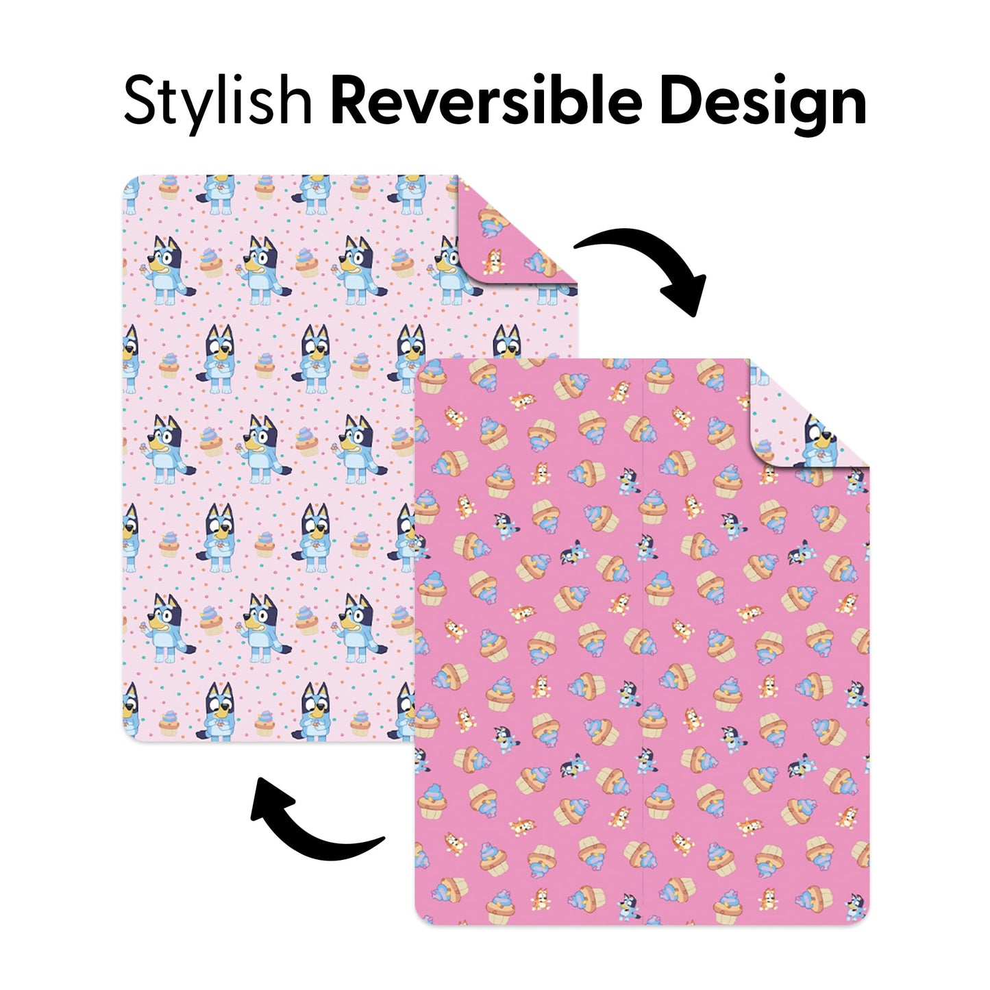 Northwest Bluey Cupcake Stars Quilted Reversible Throw Blanket – Official BlueyThrow Blanket, for Any Kid - Bed, Couch, or Playroom, 60 x 80 Inches