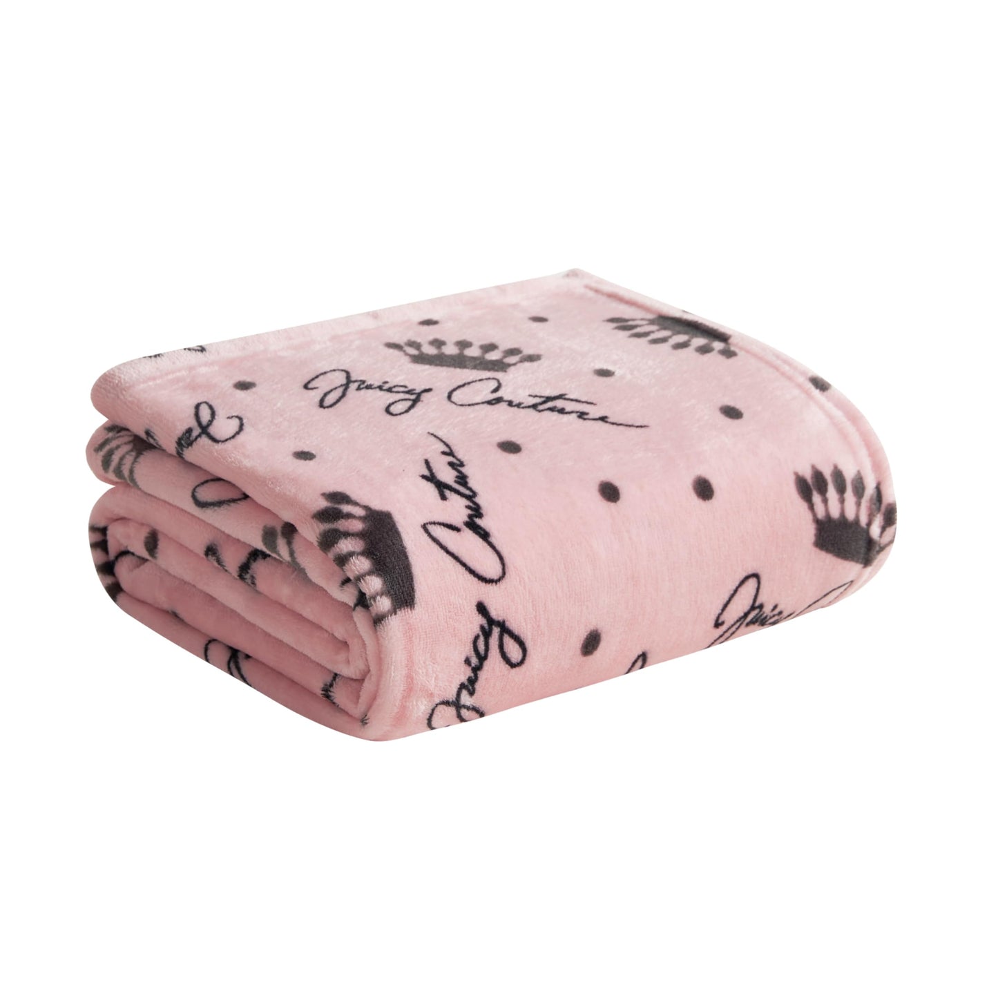 Juicy Couture - Throw Blanket | Crown Royal | Plush and Cozy | Decorative Blankets for Sofas, Chairs and Beds| Luxurious and Soft | Chic Home Decor | Measures 50" x 70" | Blush/Grey