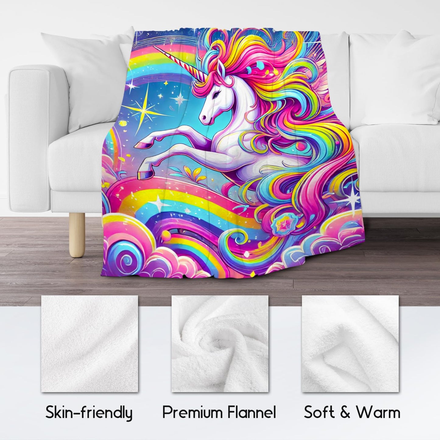 Unicorn Blankets - Kids Blanket Gifts for Girls - Flannel Soft Cute Throws for Room Decor, Couch,Office - 30"x40"