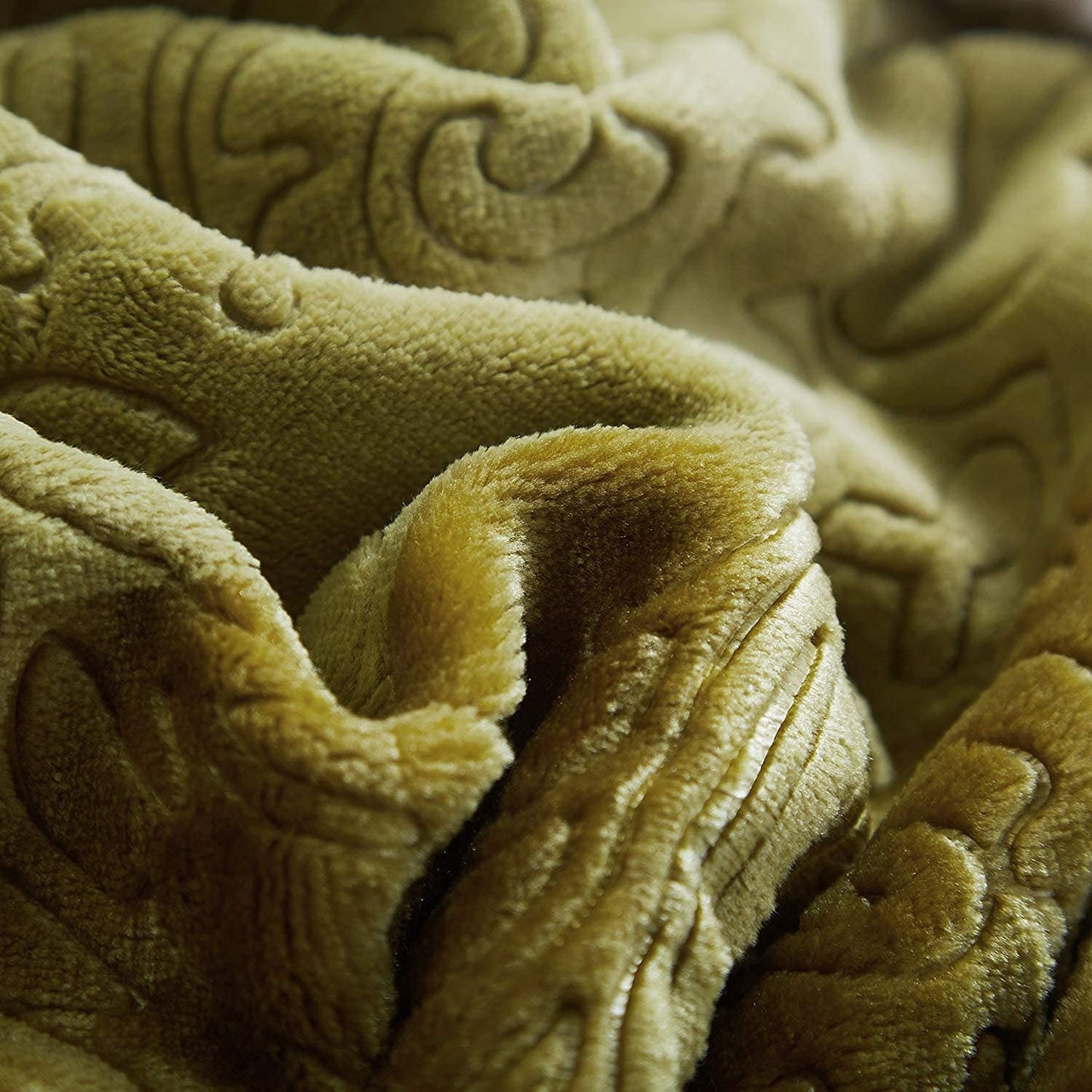 Tache Green Sherpa Bed Blanket - Earth Day - Spring Chartreuse Embossed Cozy Light Olive Green Luxury Super Soft Warm Decorative Queen Size Flannel Throw Blanket - 90X90 Inch