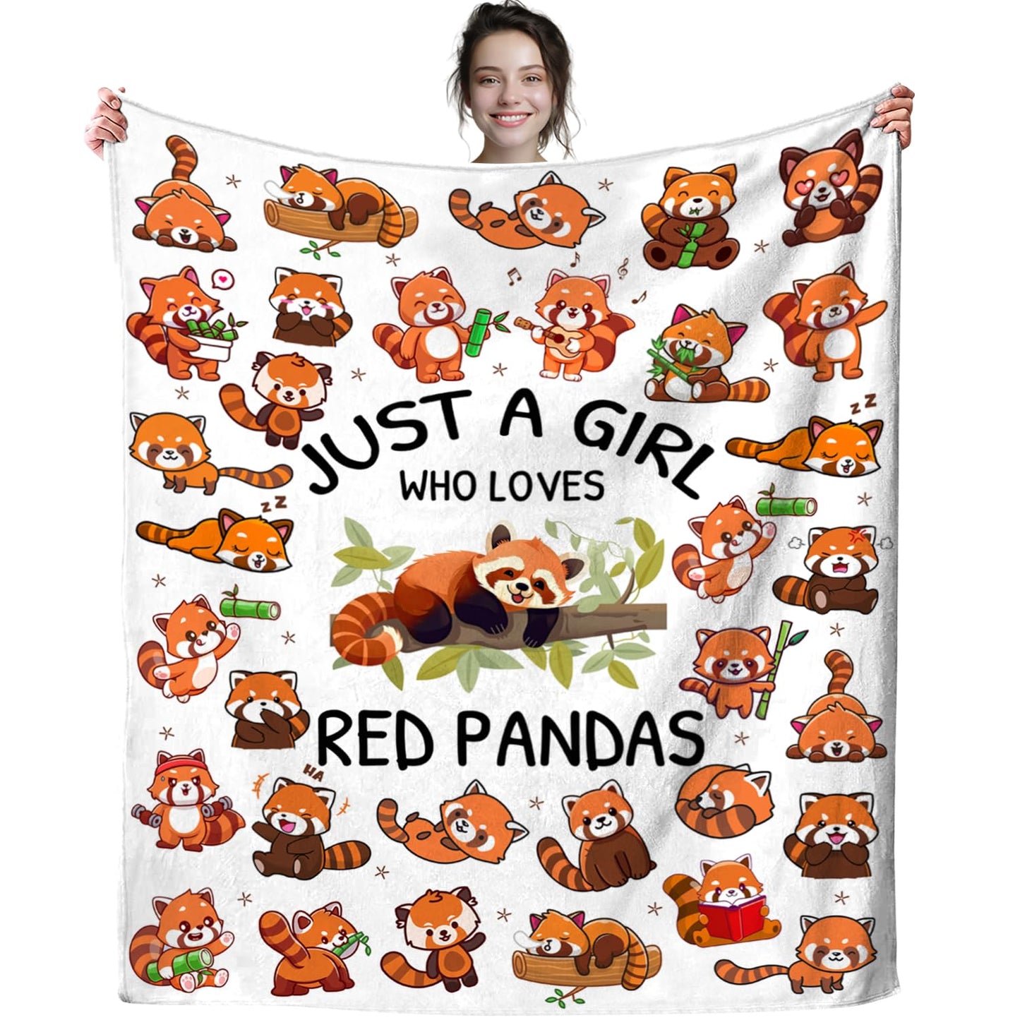 Red Panda Blanket Plush Gifts Just A Girl Who Loves Red Panda Blankets Ultra Soft Cozy Flannel Throw Blankets Bedding for Kids Girls Adults Women Gifts 50" x40