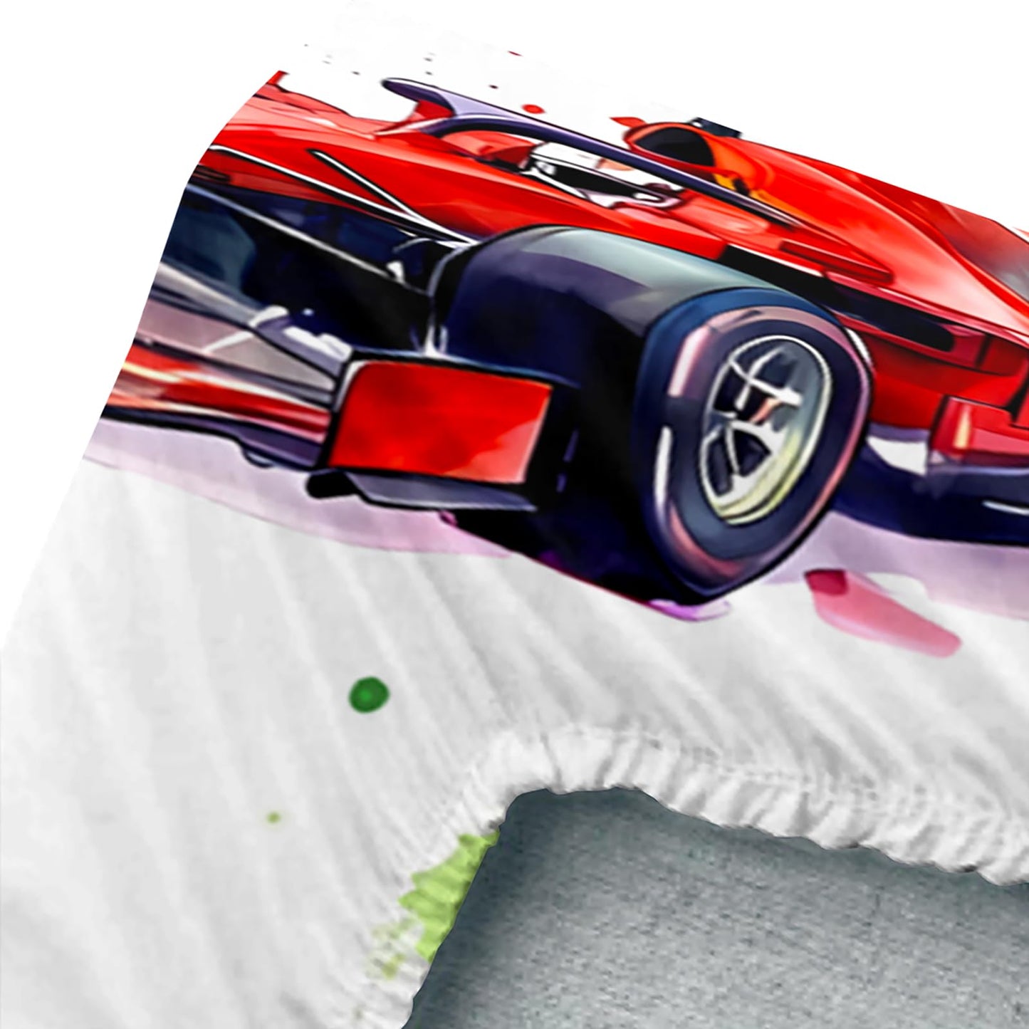 AILONEN Watercolor Race Car Twin Fitted Sheet Set 3 Piece,Artistic Sports Vehicle Bedding with 2 Pillowcases,Paint Splatter Linens for Boys Kids,16 Inch Deep Pocket Microfiber