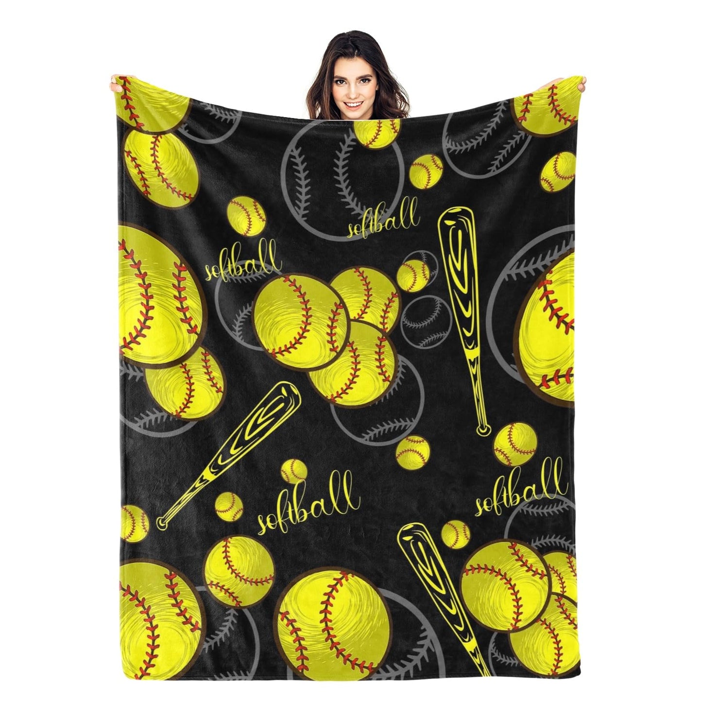 Softball Blanket Gifts for Girls Teenager, Super Soft Lightweight Flannel Throw Blanket for Couch Bed Decor 60"x50"