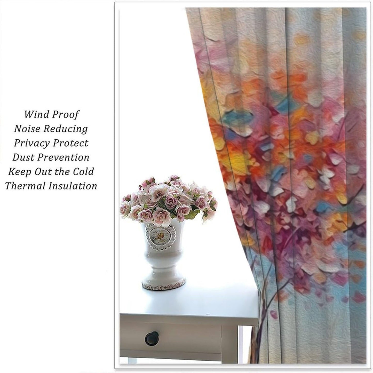 Blooming Tree Blackout Curtains, Thermal Insulated Light Blocking Drapes, Abstract Floral Landscape, Nature Home Decor for Bedroom Living Room,21" W x 45" L, 2 Panels