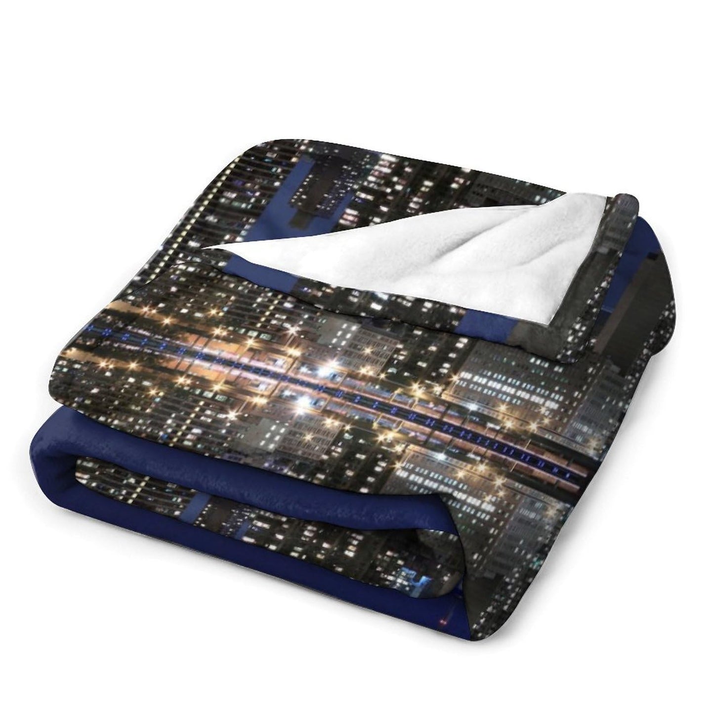 City Night Landscape Throw Blanket,New York Manhattan Cityscape Ocean Coast Scenery Pattern Soft Cozy Warm Flannel Blankets for Sofa Couch Bed Gifts for Lover Kids Boys Grils Women Adults 30x40 Inch