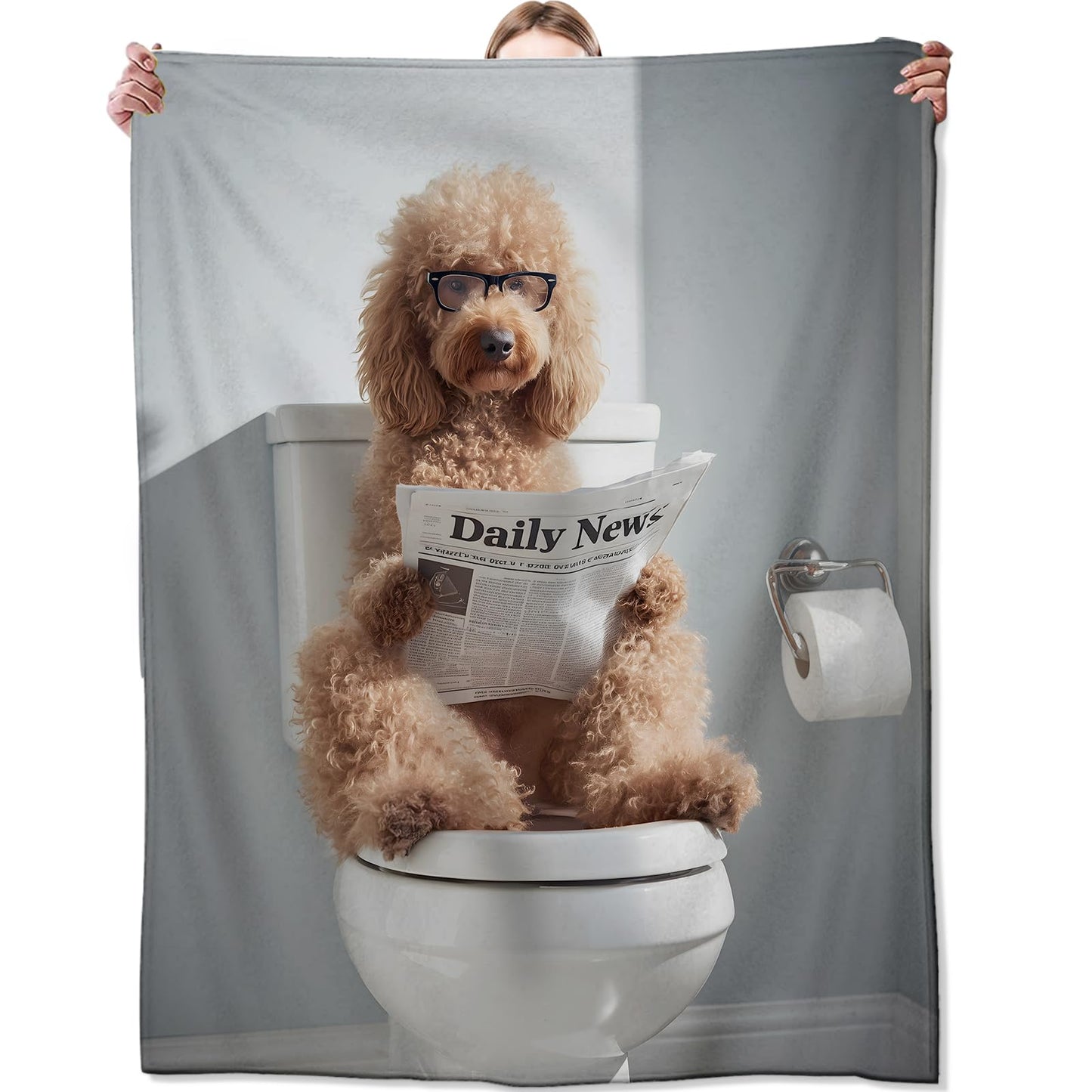 Zeleda Funny Poodle Dog Cozy Throw Blanket for Couch Sofa Bed, Soft Flannel Playful Puppy Blankets for Kids Girls Boys Teens, Warm Lightweight Realism Pet Throws for Room Decor Gifts, 50x60 Inches