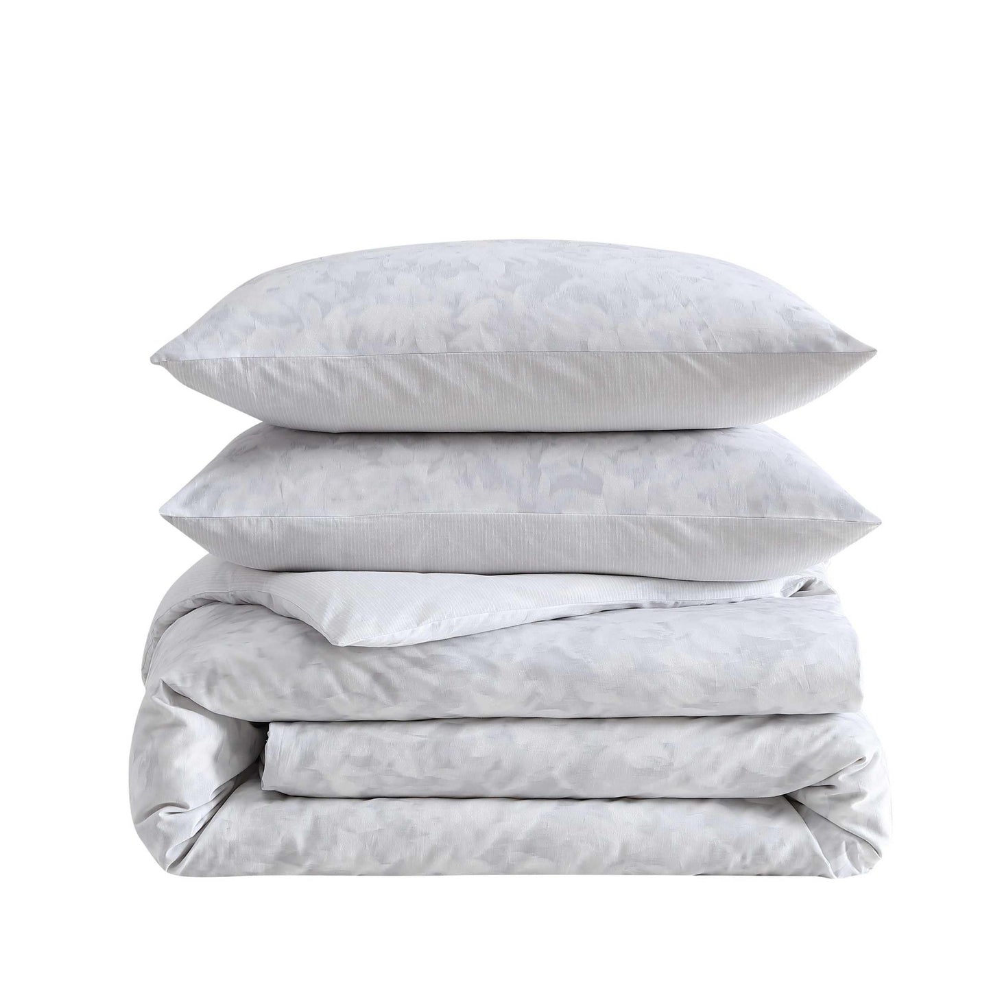 Vera Wang - Queen Size Duvet Cover Set, 100% Soft & Smooth Cotton Sateen Floral Bedding, 3-Piece Reversible Bed Set with Matching Pillowcases (Nebulous Flower/Etched Stripe Grey)