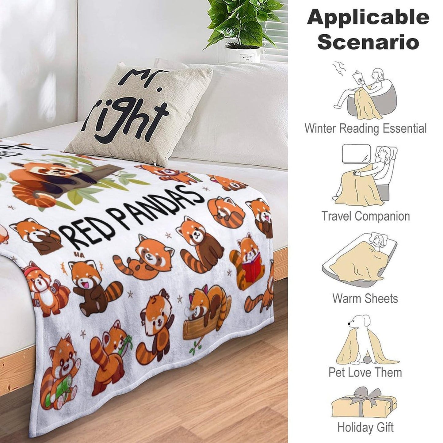 Red Panda Blanket Plush Gifts Just A Girl Who Loves Red Panda Blankets Ultra Soft Cozy Flannel Throw Blankets Bedding for Kids Girls Adults Women Gifts 50" x40