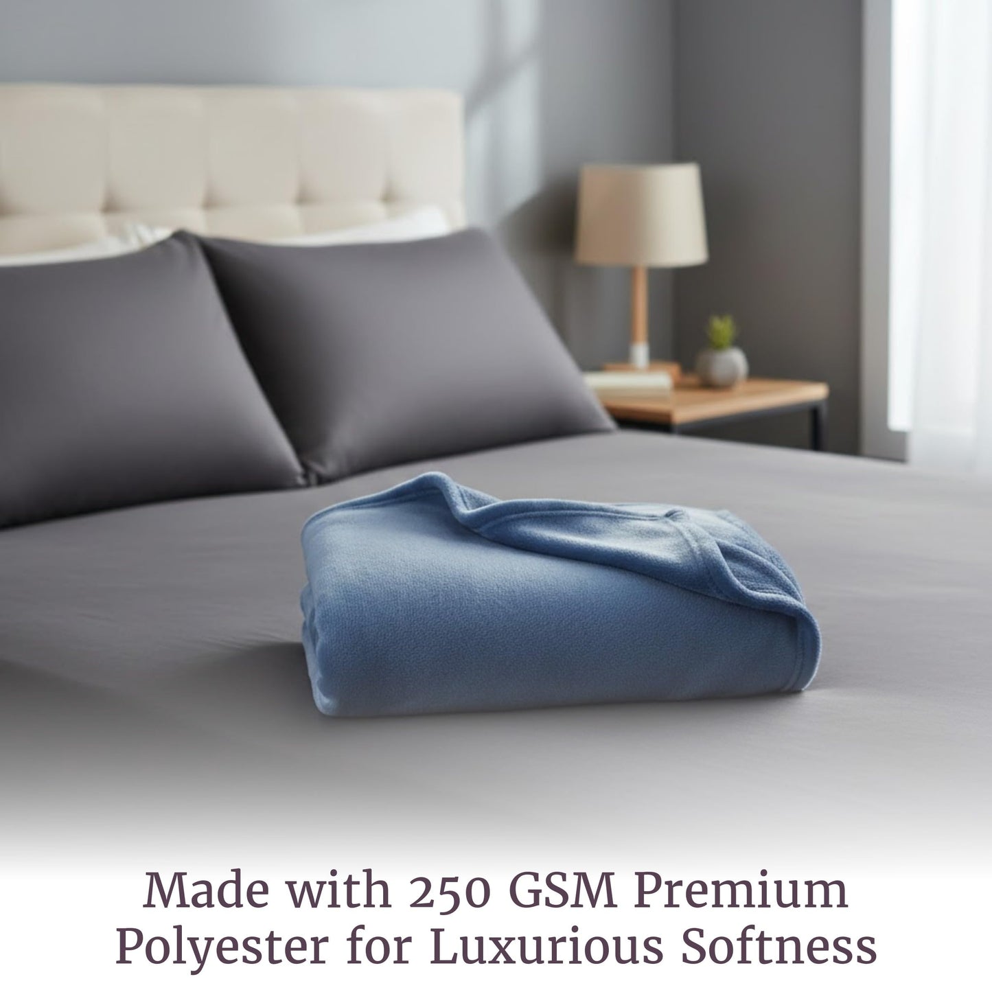 Flannel Fleece Blanket - 60x70 Oversized, Soft, and Plush Microfiber Throw - Lightweight Decor for Beds, Sofas, and Chairs by Lavish Home (Blue)
