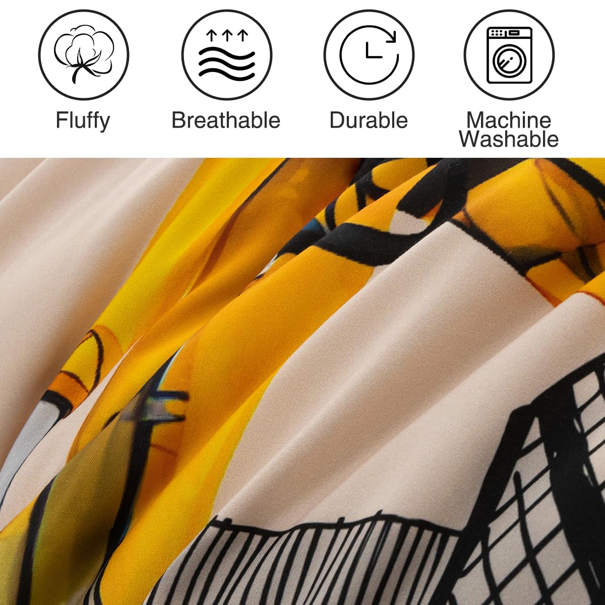 Holawakaka Trucks Tractors Cars Boy Bedding Comforter Set with Sheets, Twin Size Cartoon Construction Car Excavator Print Kids Bed in A Bag 5-Piece, Boys Reversible Dorm Bed Sets (Camel Twin)