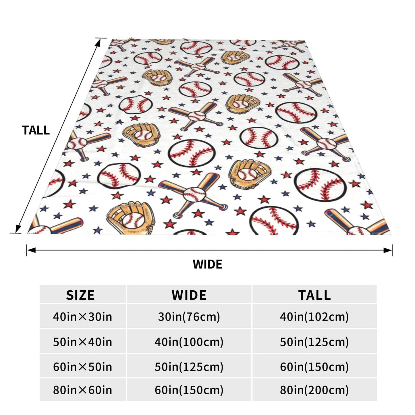 Baseball Blanket, Soft Fleece Throw for Kids, Unique Baseball Gifts Ideas for Boys & Girls Throw Blanket for Home Living Room Couch Bed Chair or Dorm Decor 50x40inches