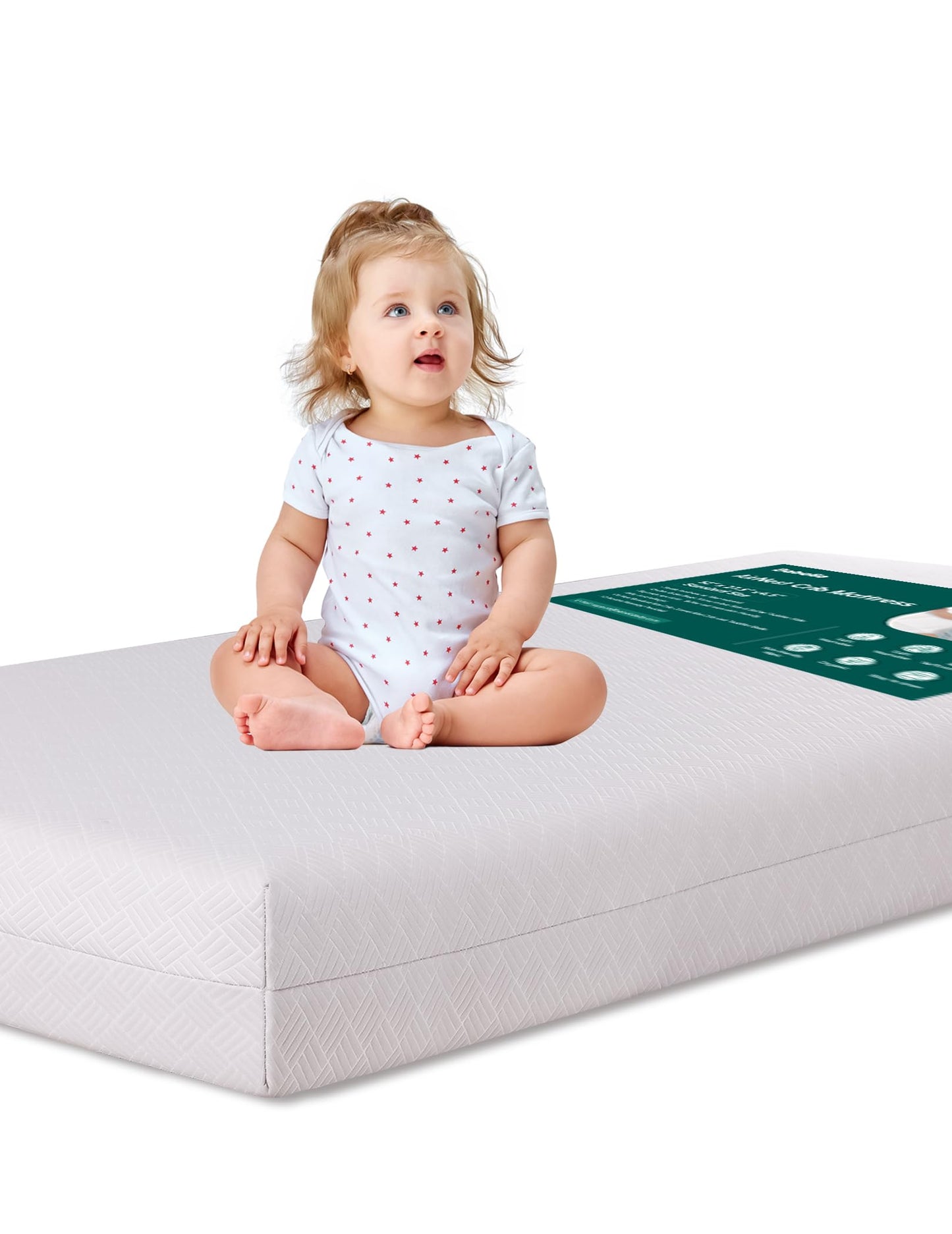 Babelio Memory Foam Crib Mattress Dual-Sided Baby Toddler Mattress Standard Size, Removable Waterproof Cover, CertiPUR-US Certified, Grey