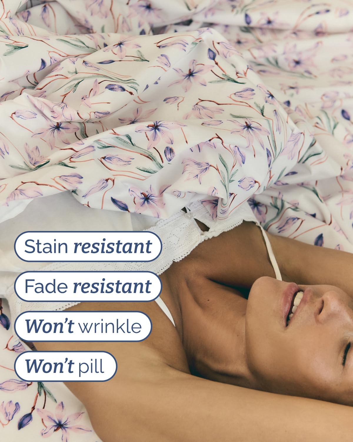 Floral Sheets - Pink Floral Bed Sheet Set - 1 Flat & 1 Fitted & 2 Pillowcases w/ Deep Pockets - Comfy, Wrinkle & Fade Free - Boho Botanical Bedding - Ultra-Soft, Breathable & Cooling - Full Size Set