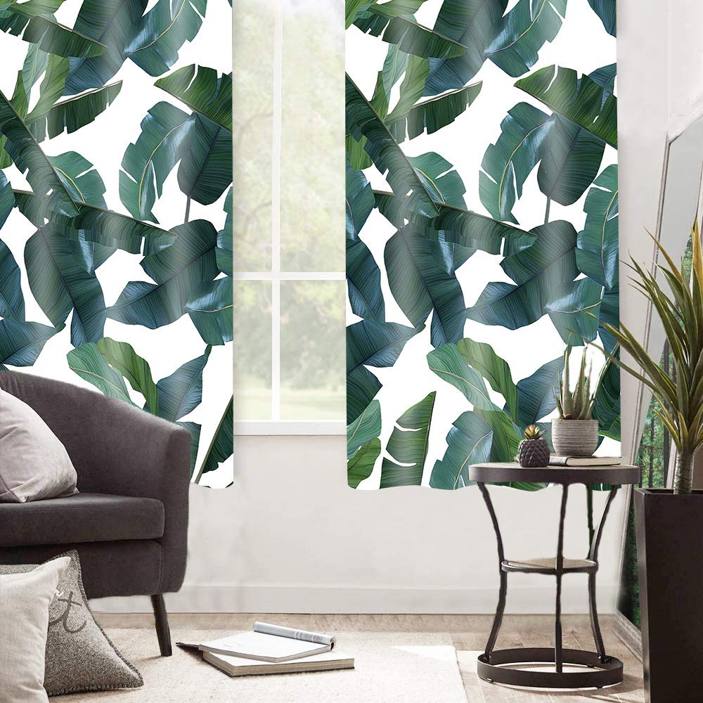 LshyMn Tropical Palm Leaves Blackout Curtains 2 Panels for Bedroom, Light Blocking Drapes Room Darkening Thermal Insulated Window Curtain for Living Room 42 x 63 Inch 2 Panels CLHXMN148