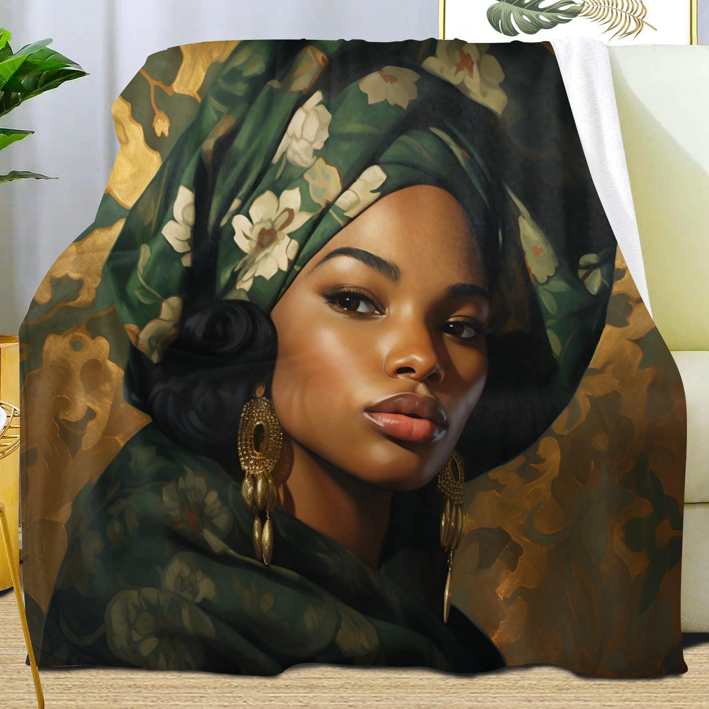 African Woman Throw Blanket African American Blankets for Couch Bed Sofa Black Woman Blankets and Throws - Super Soft Cozy Fuzzy Plush Flannel Blanket & Gifts