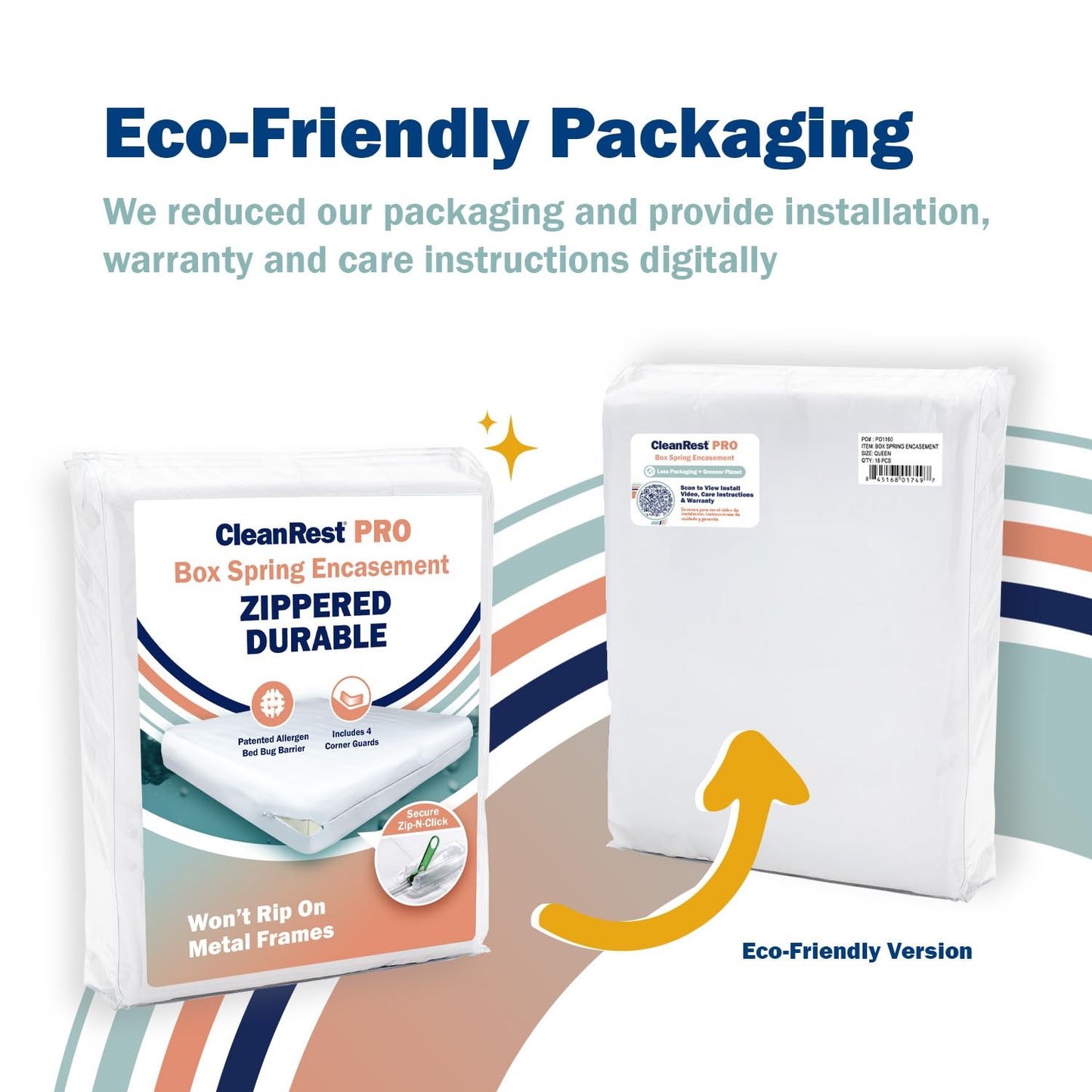CleanRest PRO Box Spring Encasement - Ultimate Defense Against Allergens, Dust Mites, and More - Water Resistant, MicronOne Allergen Barrier, Zip-N-Click (Queen)