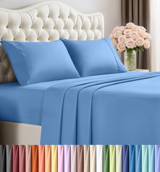 Utopia Bedding Queen Size Sheet Set – 4 Piece Bed Sheets, Soft and Breathable Microfiber, Includes 1 Fitted Sheet, 1 Flat Sheet and 2 Pillowcases – Oeko Tex (Dutch Blue)
