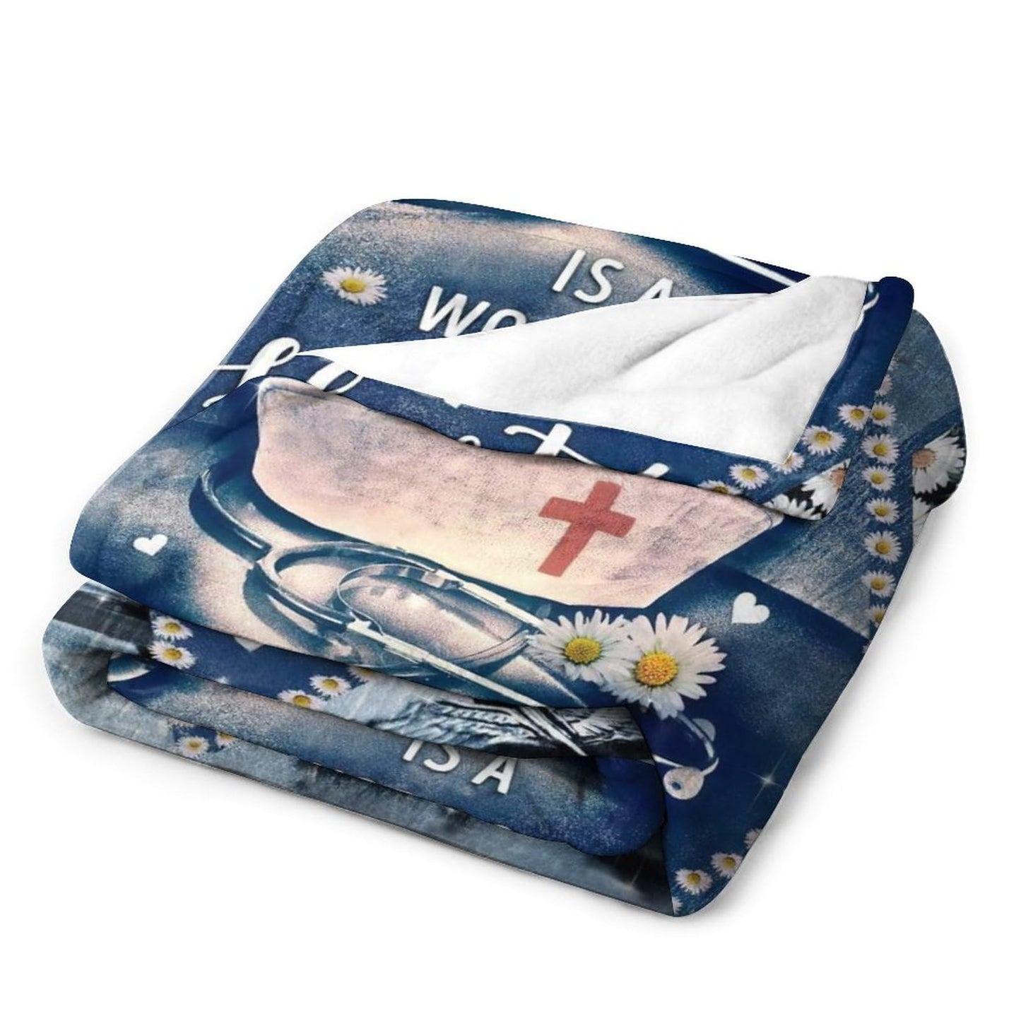 Nurse Daisy Blanket Nursing Hospital Throw Blankets for Couch Sofa Bed Stuff Decor Lightweight Soft Cozy Fleece Plush Flannel Bedding Blanket Birthday for Girls Woman Adults 40"x50"