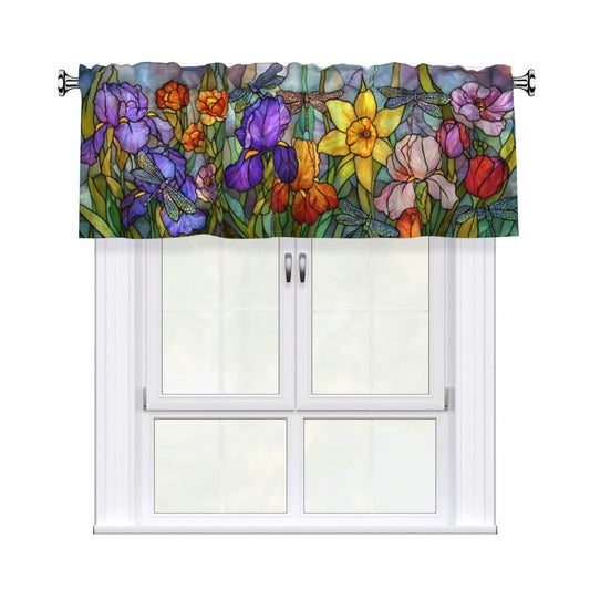 Ecixzyo Dragonfly Glass Valance Curtain Window Valance Treatment Decor Small Window Curtains for Bedroom Kitchen Bathroom Living Room 1 Panel 54x18in