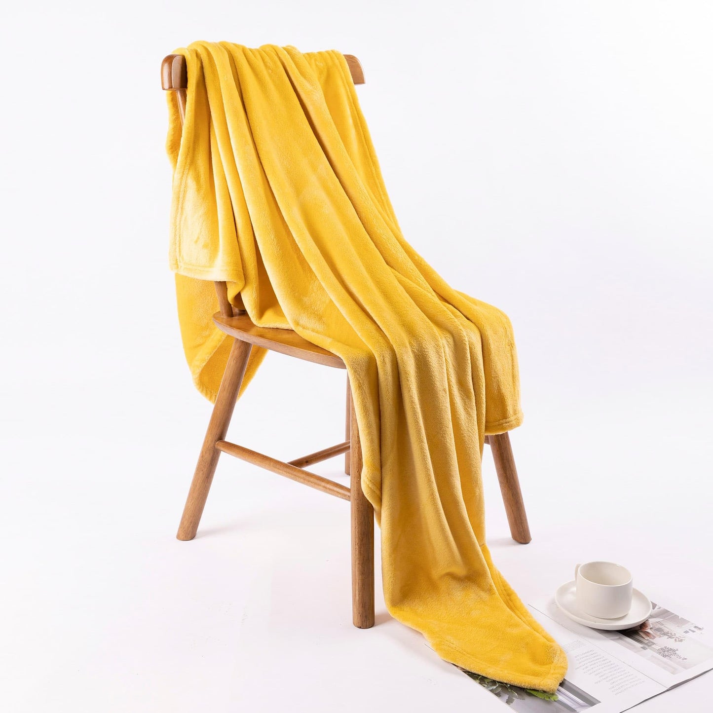NANPIPER Fleece Blankets, Super Soft Fuzzy Throw for Couch, Luxury Cozy Lightweight Microfiber,Throw Size, 50"x60" Ginger Yellow
