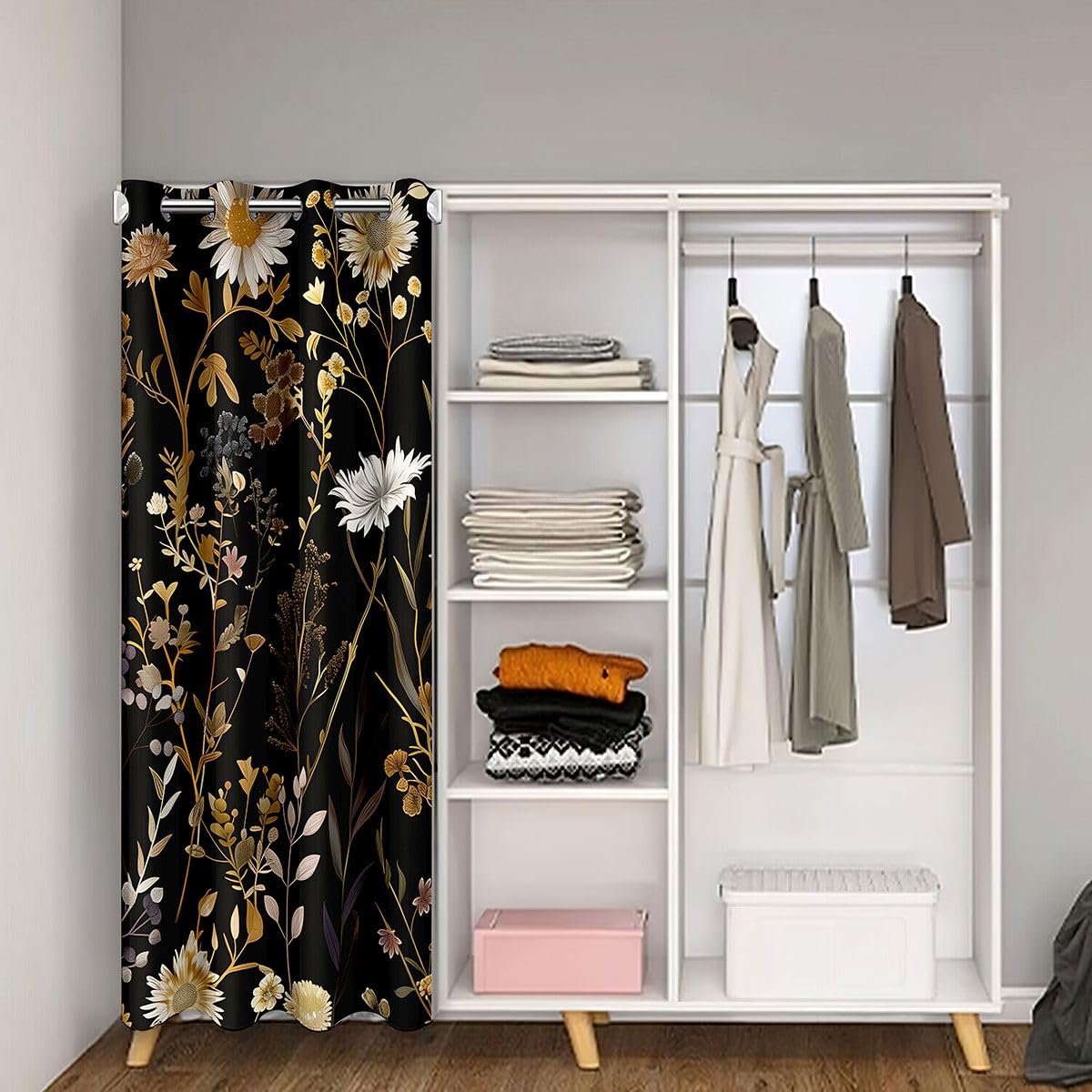 Feelyou Flower Door Curtain for Doorway Privacy Retro Hippie Flower Closet Cover for Bedroom Living Room 60S 70S Groovy Room Divider Curtain 42" x 84" Darkening Blackout Home Decor