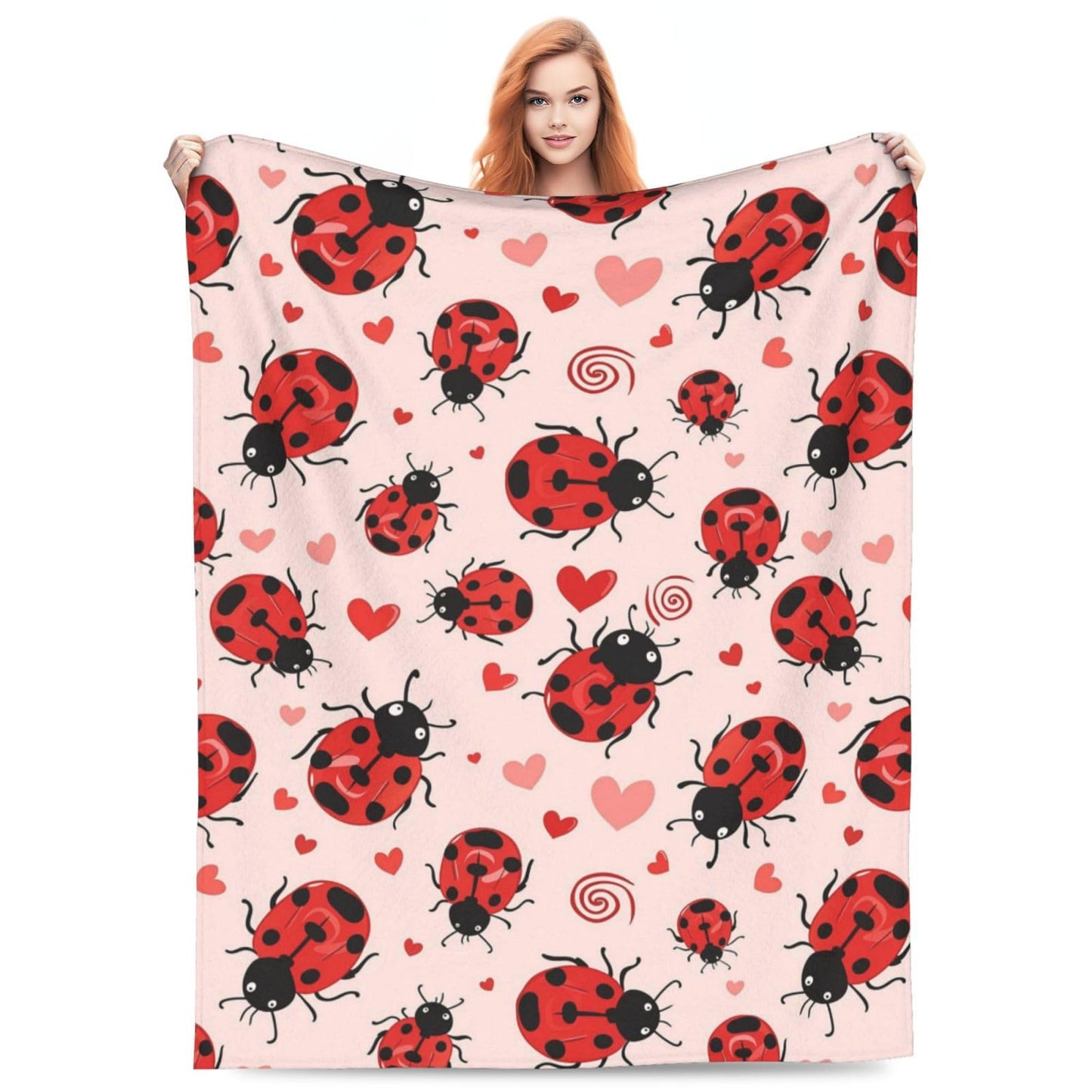 Ladybug Blanket, Gifts for Women, Insect Ladybug Print Soft Lightweight Throw Blankets for Kids Girls, Travel Bed Living Room Decor, 50x60in