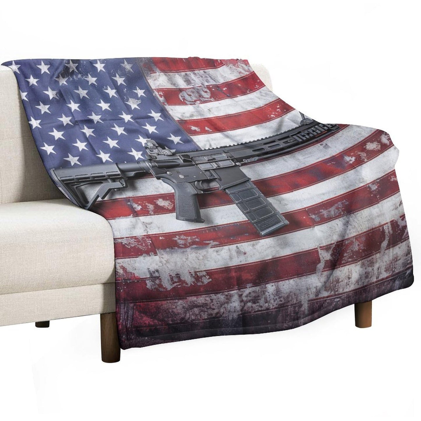 TOWINSFB Military American Flag Throw Blanket, Warm Cozy Soft Blanket Gun Theme Rustic Blanket for Bed Couch Sofa, 30"x40"
