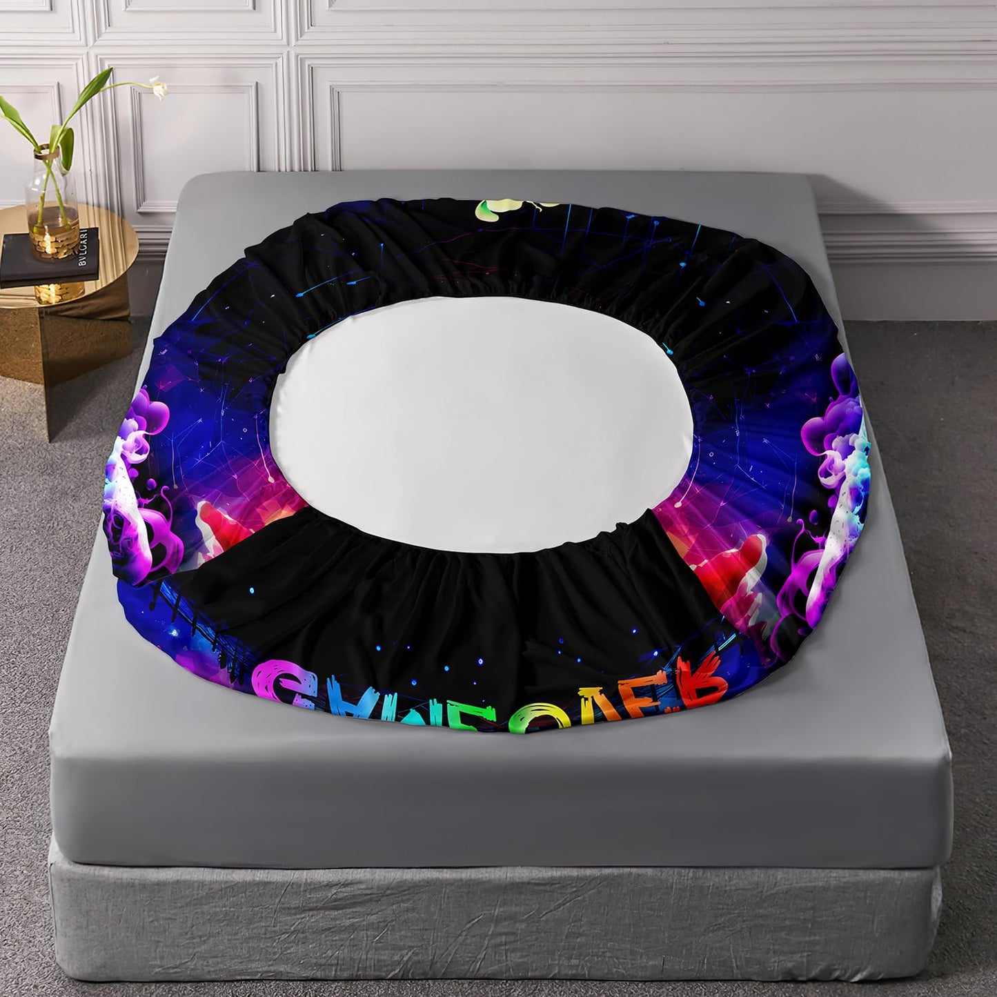 AILONEN Boys Gamer Gamepad Fitted Sheet Set Twin Size, Video Game Bedding Set for Kids Teens Boys Girls,Rainbow Fume Bed Sheet + 2 Pillowcases,3-Pieces