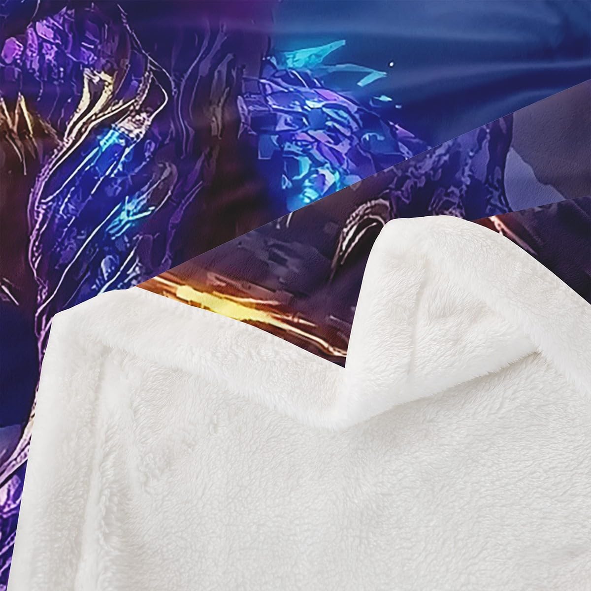 Erosebridal Dragon Throw Blanket Baby 30"X40", Magic Animal Loong Sherpa Blanket for Kids Boys Teens Bedroom Decor, Outer Space Fleece Blanket Lightning Galaxy Plush Bed Blanket, Purple