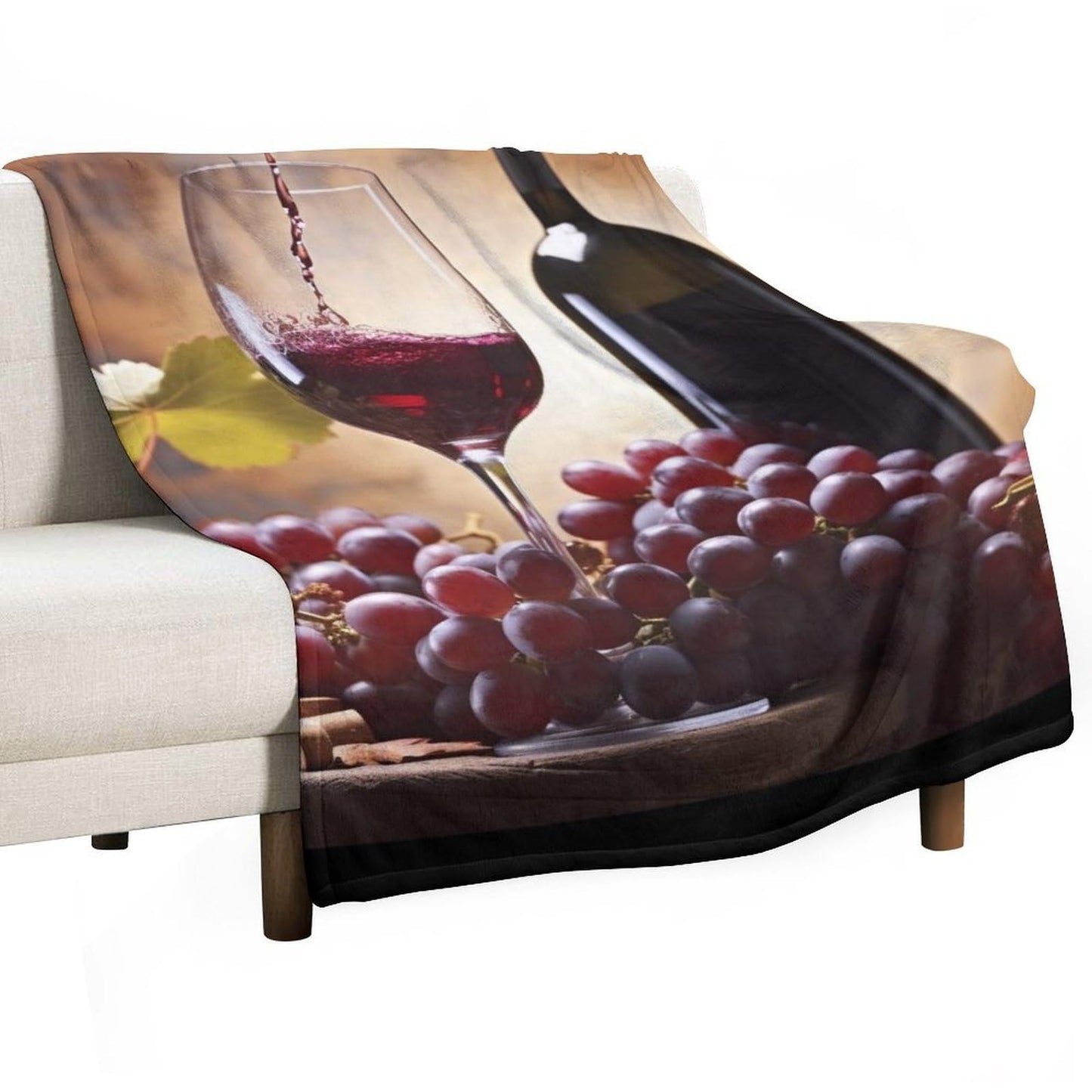 Vuiopuf Grape Wine Print Blanket Lightweight Wrinkle-Resistant for Cozy Lounging, Picnics, Yoga, Decor Gifting