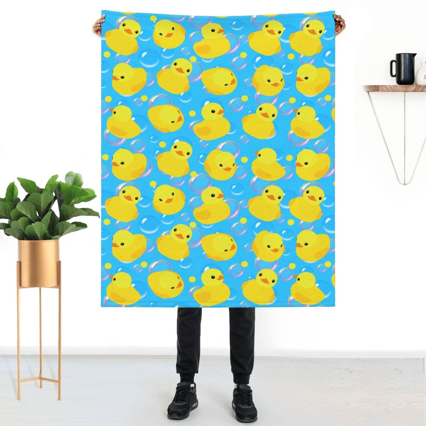 Yellow Rubber Ducks Throw Blanket Gifts Soft Warm Fleece Blankets for Bed Chair Car Sofa Couch Bedroom 50 X40 Inch