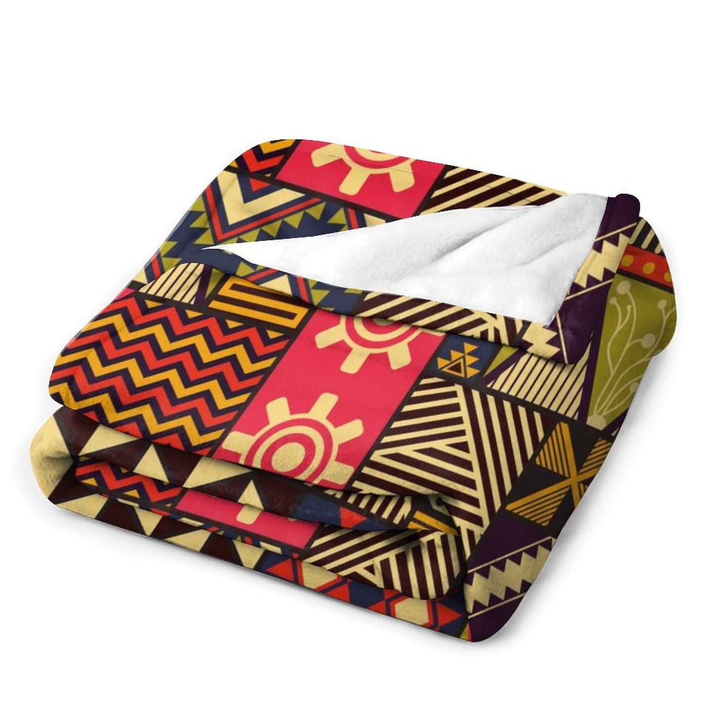 ZhiRain African Ethnic Throw Blanket African Indigenous Totem Geometric Abstract Pattern Blanket for Sofa Bed Couch Chair Or Dorm 50"x60"