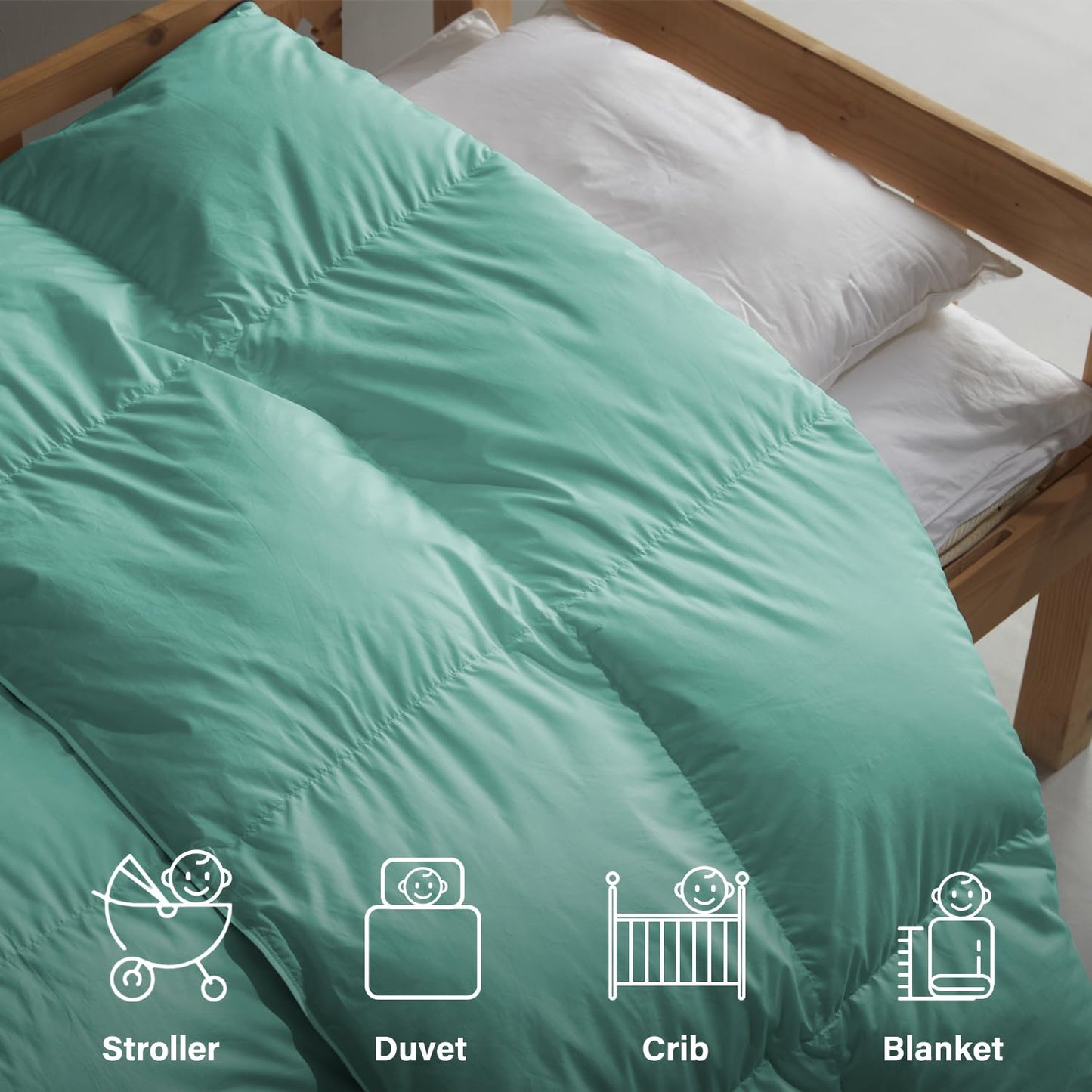 zzlamb Warm Baby Quilt Crib Comforter Small Duvet Insert, Toddler Down Comforter Kids Crib Down Throw Blanket, Lightweight Soft Brushed Noiseless Shell Down Proof Machine Washable, Aqua 41x48in