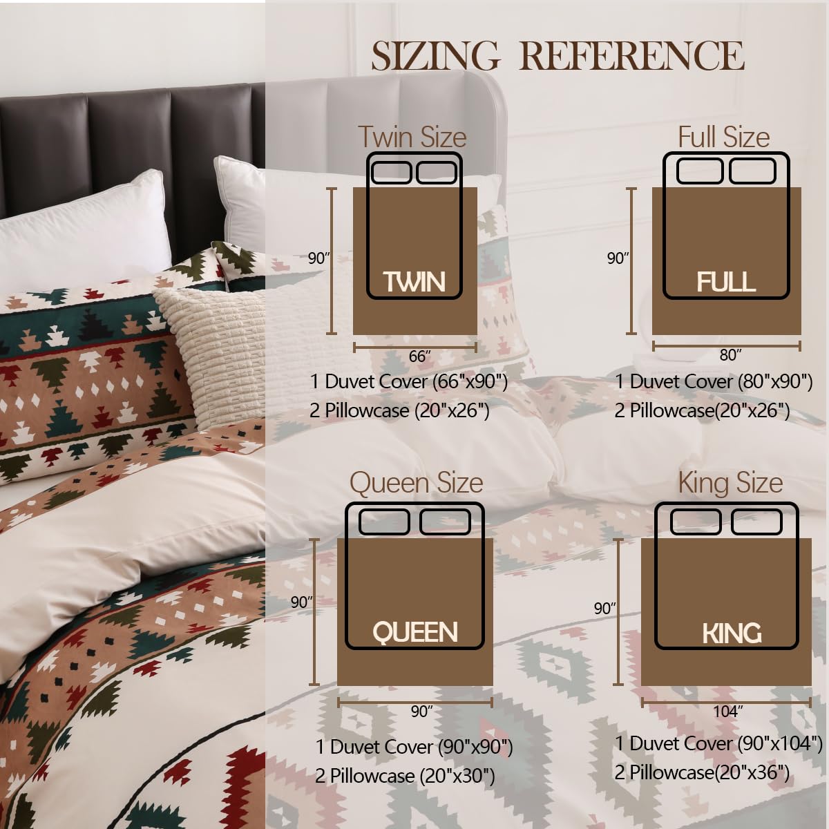Bed pomu Duvet Cover Set – Soft & Breathable Microfiber Bedding, All Season Comforter Cover with Zipper Closure & Corner Ties, 3 Piece Set (King (U.S. Standard), Boho Tribal Print)